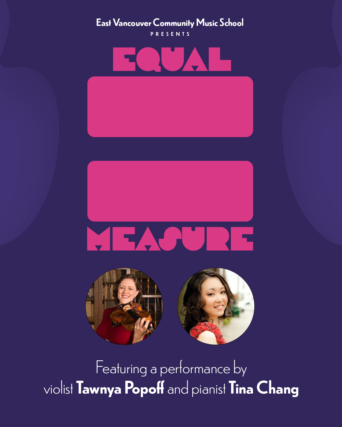Equal Measure Festival poster featuring violist Tawnya Popoff and pianist Tina Chang